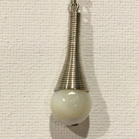 Vtg Drop Dangle Earrings Silver Natural Stone - Picture 2 of 3